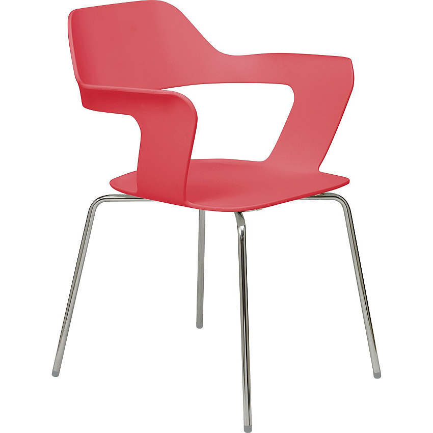 KFI Julep Poly Chair-Red Chrome Frame Color - Tubular Steel Frame Material - Four-legged Base - Red - Fiberglass Reinforced Polypropylene - 1 Each (2500CHRED)