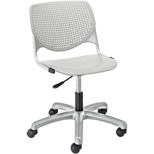 KFI Kool Task Chair with Perforated Back Light Gray Seat Color - Polypropylene Seat Material - Light Gray Back Color - Polypropylene Back Material - Powder Coated Silver Frame Color - Steel Frame Material - 5-star Base - 1 Each (TK2300P13)