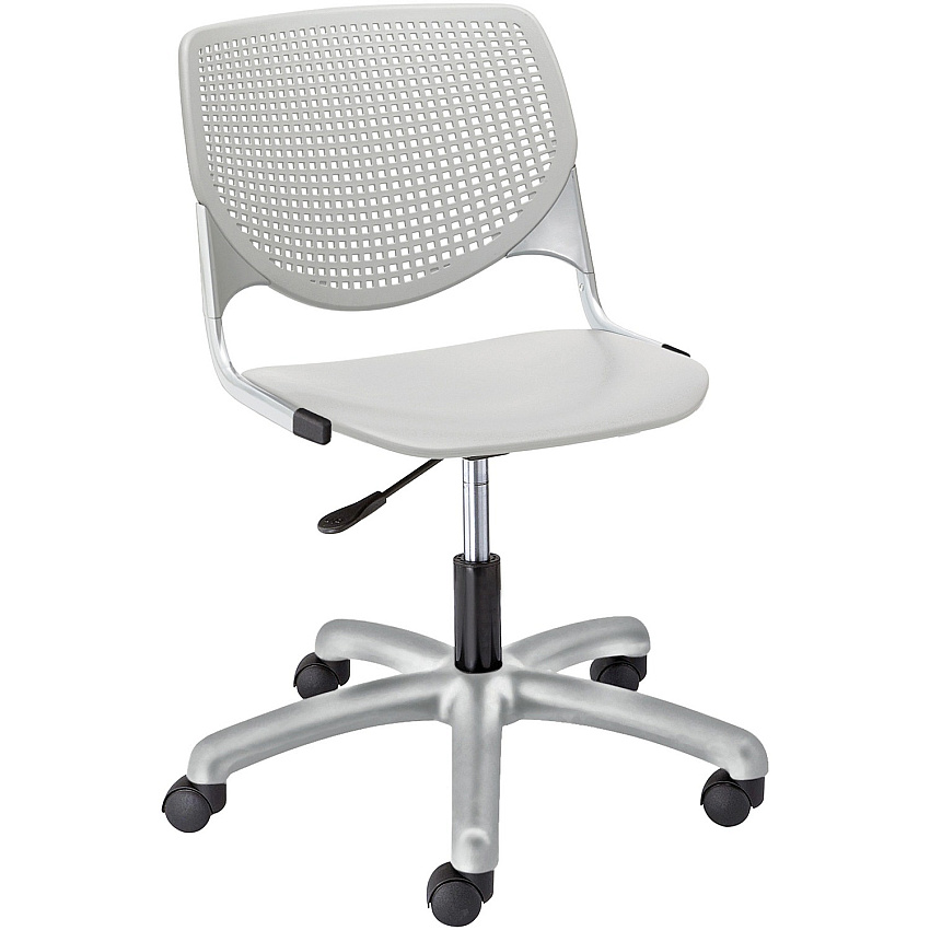 KFI Kool Task Chair with Perforated Back Light Gray Seat Color - Polypropylene Seat Material - Light Gray Back Color - Polypropylene Back Material - Powder Coated Silver Frame Color - Steel Frame Material - 5-star Base - 1 Each (TK2300P13)