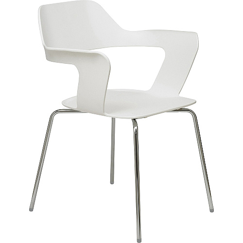 KFI Julep Poly Chair-Red Chrome Frame Color - Tubular Steel Frame Material - Four-legged Base - White - Fiberglass Reinforced Polypropylene - 1 Each (2500CHWHITE)