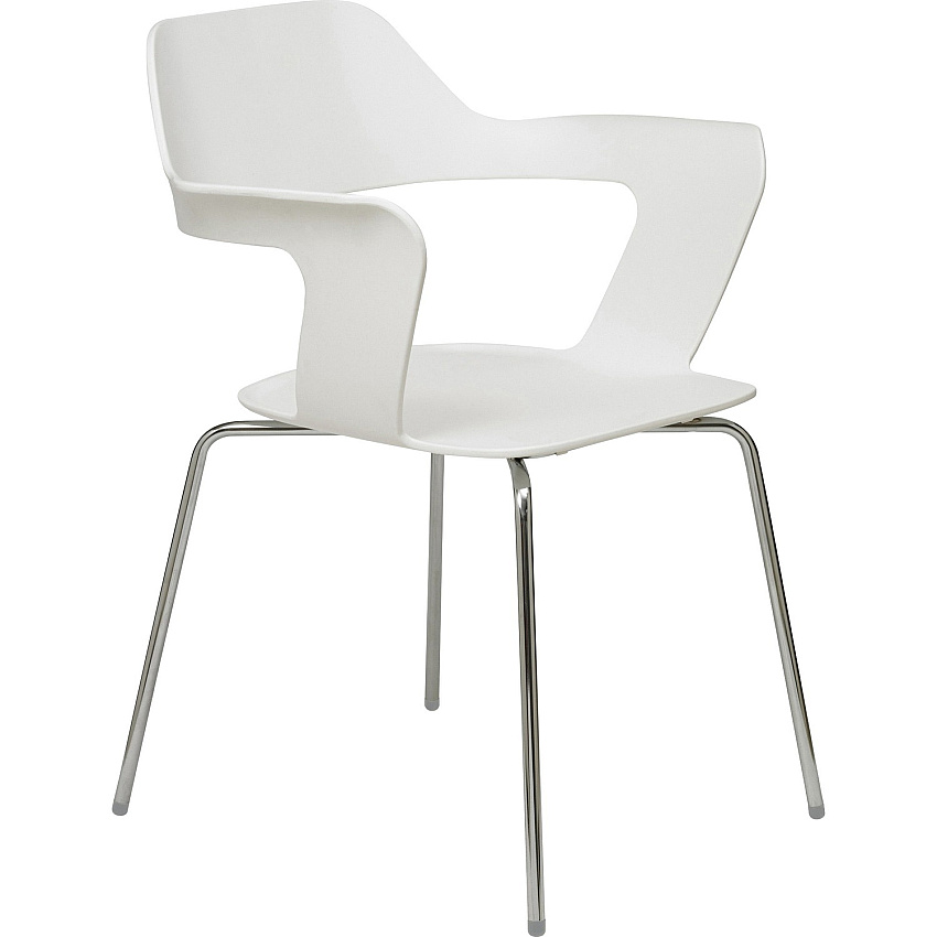 KFI Julep Poly Chair-Red Chrome Frame Color - Tubular Steel Frame Material - Four-legged Base - White - Fiberglass Reinforced Polypropylene - 1 Each (2500CHWHITE)