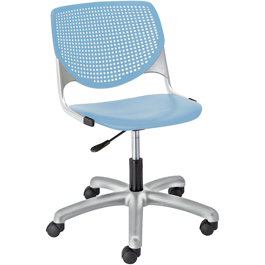 KFI Kool Task Chair with Perforated Back Sky Blue Seat Color - Polypropylene Seat Material - Sky Blue Back Color - Polypropylene Back Material - Powder Coated Silver Frame Color - Steel Frame Material - 5-star Base - 1 Each (TK2300P35)