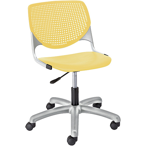 KFI Kool Task Chair with Perforated Back Yellow Seat Color - Polypropylene Seat Material - Yellow Back Color - Polypropylene Back Material - Powder Coated Silver Frame Color - Steel Frame Material - 5-star Base - 1 Each (TK2300P12)