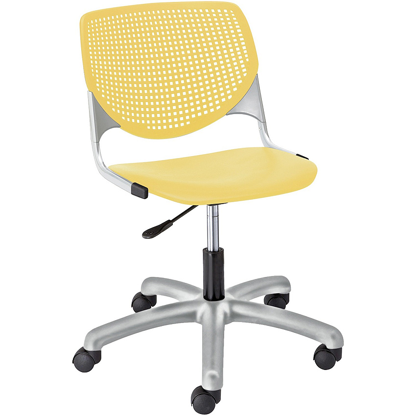 KFI Kool Task Chair with Perforated Back Yellow Seat Color - Polypropylene Seat Material - Yellow Back Color - Polypropylene Back Material - Powder Coated Silver Frame Color - Steel Frame Material - 5-star Base - 1 Each (TK2300P12)