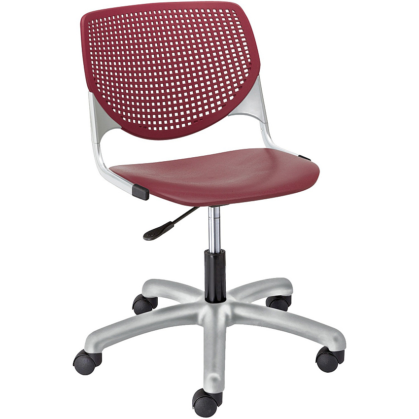 KFI Kool Task Chair with Perforated Back Burgundy Seat Color - Polypropylene Seat Material - Burgundy Back Color - Polypropylene Back Material - Powder Coated Silver Frame Color - Steel Frame Material - 5-star Base - 1 Each (TK2300P07)