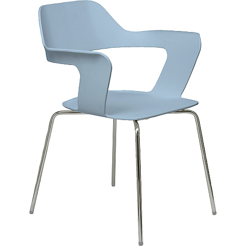 KFI Julep Poly Chair-Red Chrome Frame Color - Tubular Steel Frame Material - Four-legged Base - Sky Blue - Fiberglass Reinforced Polypropylene - 1 Each (2500CHSKY)