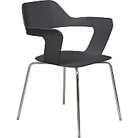 KFI Julep Poly Chair-Red Chrome Frame Color - Tubular Steel Frame Material - Four-legged Base - Black - Fiberglass Reinforced Polypropylene - 1 Each (2500CHBLACK)
