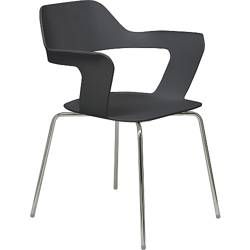 KFI Julep Poly Chair-Red Chrome Frame Color - Tubular Steel Frame Material - Four-legged Base - Black - Fiberglass Reinforced Polypropylene - 1 Each (2500CHBLACK)
