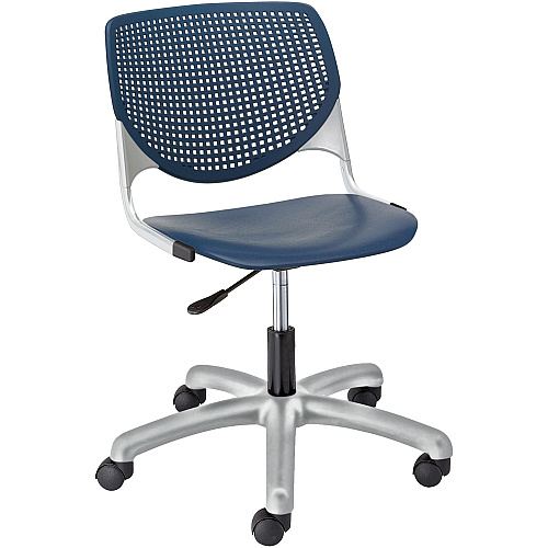 KFI Kool Task Chair with Perforated Back Navy Seat Color - Polypropylene Seat Material - Navy Back Color - Polypropylene Back Material - Powder Coated Silver Frame Color - Steel Frame Material - 5-star Base - 1 Each (TK2300P03)