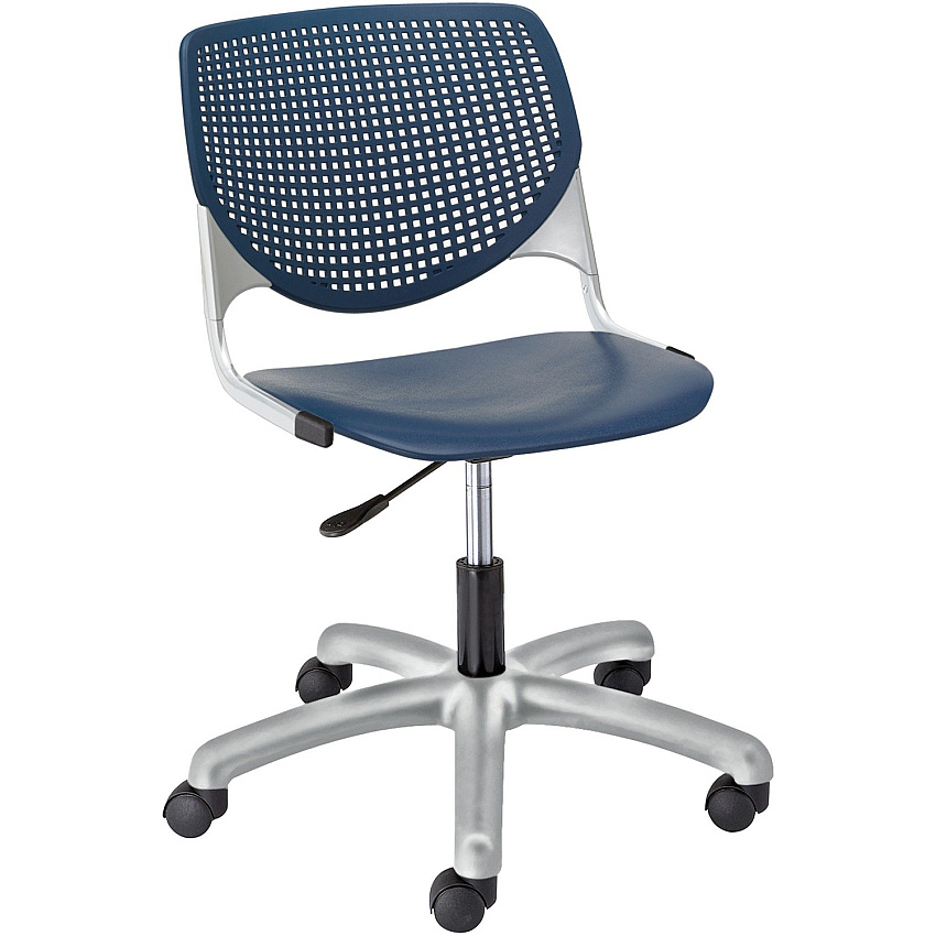 KFI Kool Task Chair with Perforated Back Navy Seat Color - Polypropylene Seat Material - Navy Back Color - Polypropylene Back Material - Powder Coated Silver Frame Color - Steel Frame Material - 5-star Base - 1 Each (TK2300P03)