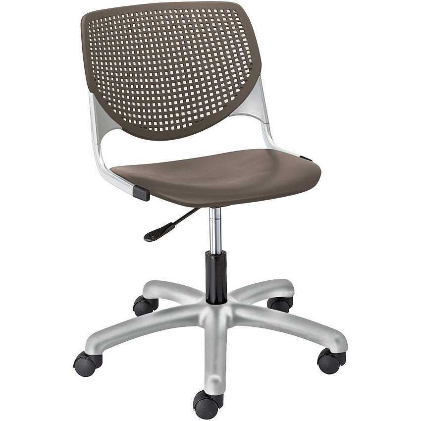 KFI Kool Task Chair with Perforated Back Brownstone Seat Color - Polypropylene Seat Material - Brownstone Back Color - Polypropylene Back Material - Powder Coated Silver Frame Color - Steel Frame Material - 5-star Base - 1 Each (TK2300P18)