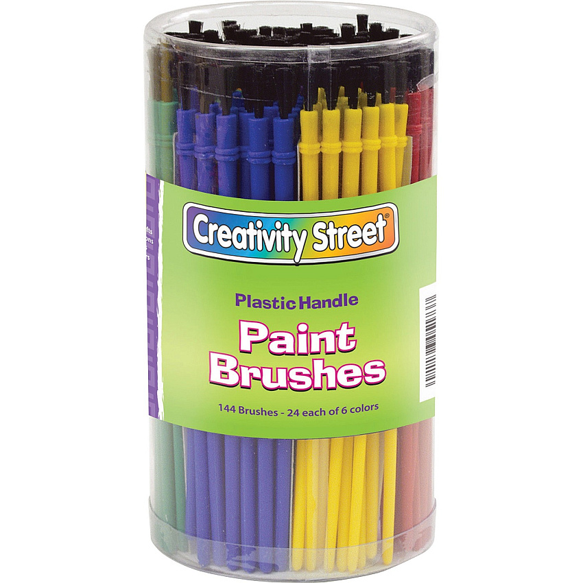 Creativity Street Canister of Paint Brushes Plastic Handle - 144 / Set (5173)