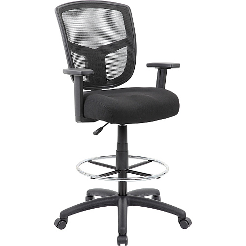 Boss Stool, Mesh, Black Black Seat Color - High Density Foam (HDF) Seat Material - Black Back Color - 5-star Base - 1 Each (B16021)