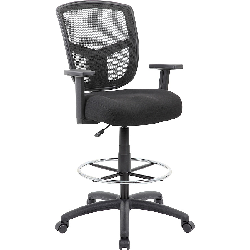 Boss Stool, Mesh, Black Black Seat Color - High Density Foam (HDF) Seat Material - Black Back Color - 5-star Base - 1 Each (B16021)