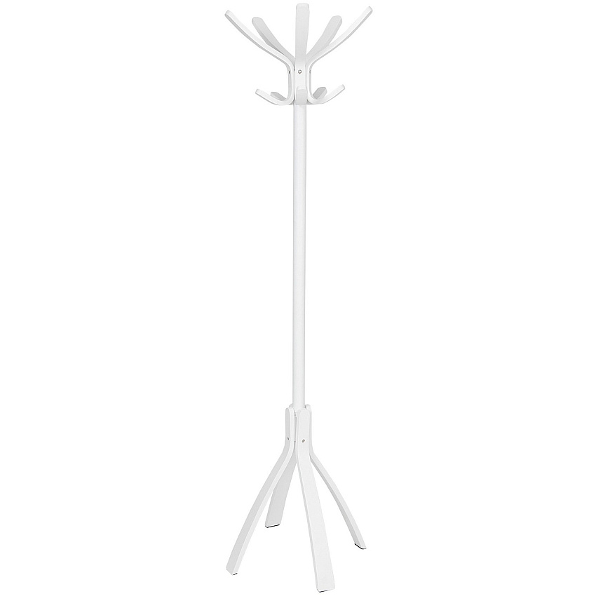 Alba Coat Stand 5 Hooks - 10 Pegs - 70.5" Height - for Coat, Clothes, Accessories - Wood - White - 1 Each (PMCAFEBC)