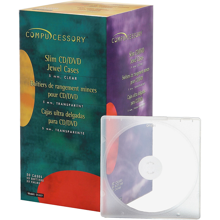 Compucessory Slim Disc Case Polypropylene - Clear, Translucent (55307)