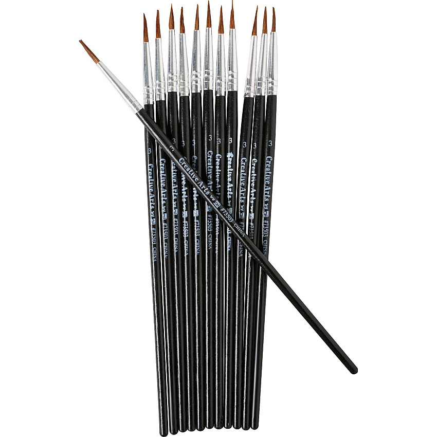 CLI Water Color Brush 0.50" Bristle - No. 3 - Hardwood Handle - Aluminum Ferrule - 12 / Pack (73503)