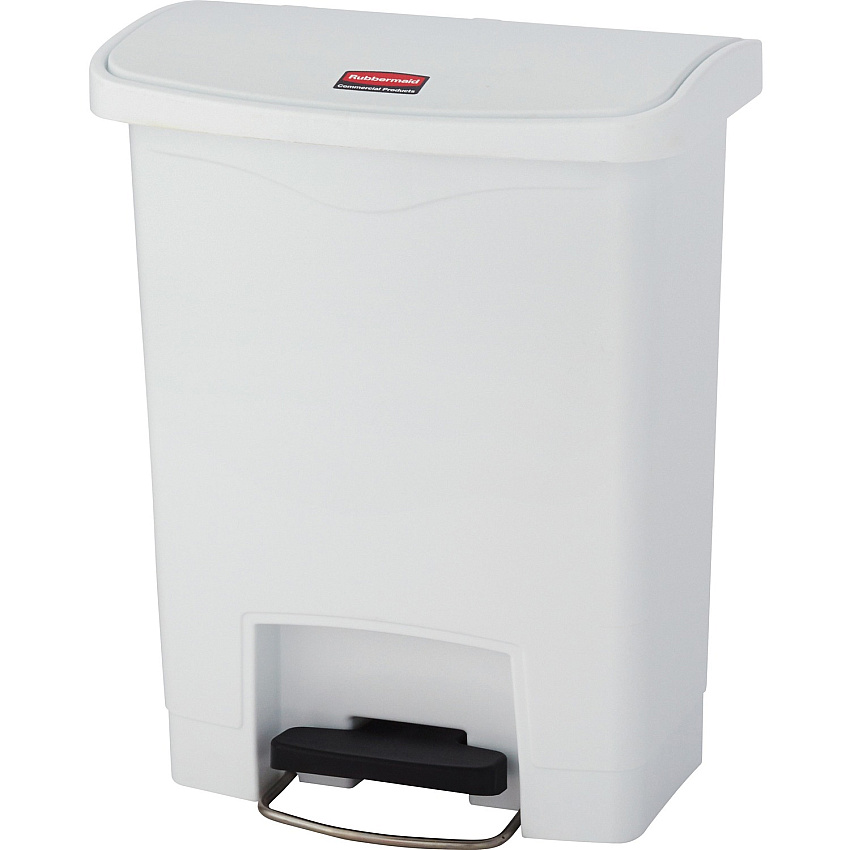 Rubbermaid Commercial Slim Jim 8-gal Step-On Container Step-on Opening - Hinged Lid - 8 gal Capacity - Manual - Durable, Foot Pedal, Easy to Clean - 21.1" Height x 10.6" Width - Plastic, Resin - White - 1 Each (1883555)