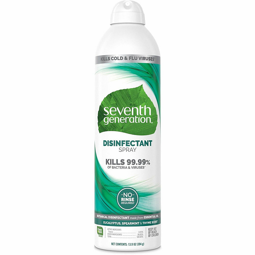 Seventh Generation Disinfectant Cleaner For Day Care - 13.9 fl oz (0.4 quart) - Eucalyptus Spearmint & Thyme Scent - Non-flammable, Anti-bacterial - Clear - 1 Each (22981)