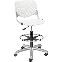 KFI Kool Collection 2300 Armless Stool with Casters Polypropylene Seat Material - Polypropylene Back Material - Powder Coated Silver Frame Color - Steel Frame Material - 5-star Base - White - 1 Each (DS2300P08)