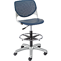 KFI Kool Collection 2300 Armless Stool with Casters Polypropylene Seat Material - Polypropylene Back Material - Powder Coated Silver Frame Color - Steel Frame Material - Navy - 1 Each (DS2300P03)