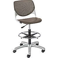 KFI Kool Collection 2300 Armless Stool with Casters Polypropylene Seat Material - Polypropylene Back Material - Powder Coated Silver Frame Color - Steel Frame Material - 5-star Base - Brownstone - 1 Each (DS2300P18)