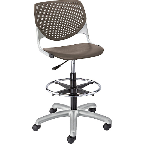 KFI Kool Collection 2300 Armless Stool with Casters Polypropylene Seat Material - Polypropylene Back Material - Powder Coated Silver Frame Color - Steel Frame Material - 5-star Base - Brownstone - 1 Each (DS2300P18)