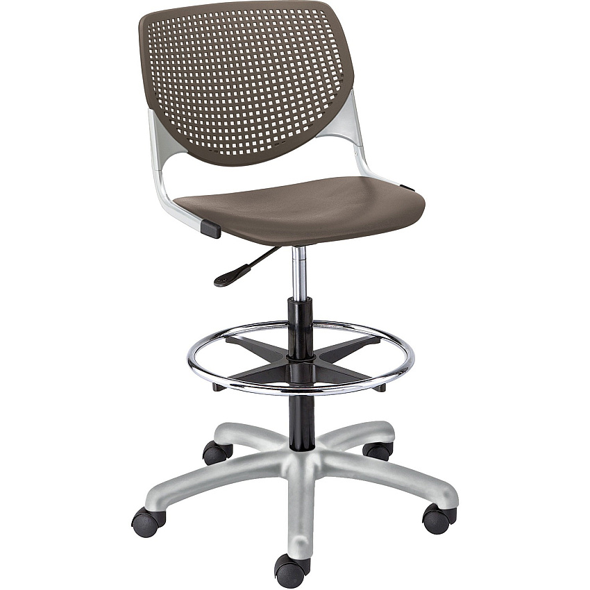 KFI Kool Collection 2300 Armless Stool with Casters Polypropylene Seat Material - Polypropylene Back Material - Powder Coated Silver Frame Color - Steel Frame Material - 5-star Base - Brownstone - 1 Each (DS2300P18)