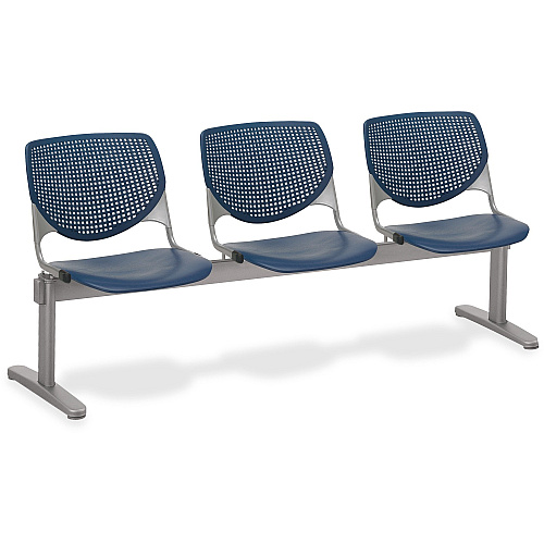 KFI KOOL 3 Seat Beam Polypropylene Seat Material - Polypropylene Back Material - Powder Coated Silver Frame Color - Steel Frame Material - Navy - 1 Each (2300BEAM3P3)