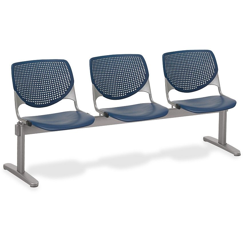 KFI KOOL 3 Seat Beam Polypropylene Seat Material - Polypropylene Back Material - Powder Coated Silver Frame Color - Steel Frame Material - Navy - 1 Each (2300BEAM3P3)