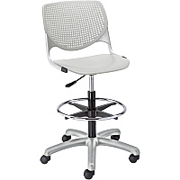 KFI Kool Collection 2300 Armless Stool with Casters Polypropylene Seat Material - Polypropylene Back Material - Powder Coated Silver Frame Color - Steel Frame Material - 5-star Base - Light Gray - 1 Each (DS2300P13)