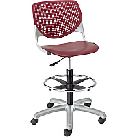 KFI Kool Collection 2300 Armless Stool with Casters Polypropylene Seat Material - Polypropylene Back Material - Powder Coated Silver Frame Color - Steel Frame Material - Burgundy - 1 Each (DS2300P07)