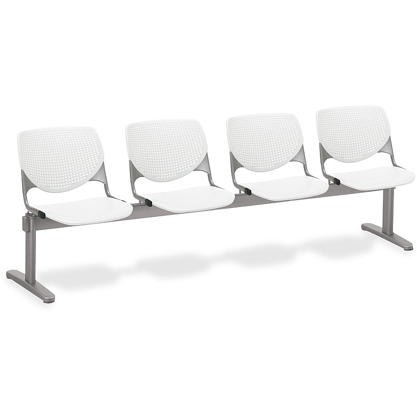 KFI KOOL 4 Seat Beam Polypropylene Seat Material - Polypropylene Back Material - Powder Coated Silver Frame Color - Steel Frame Material - White - 1 Each (2300BEAM4P8)