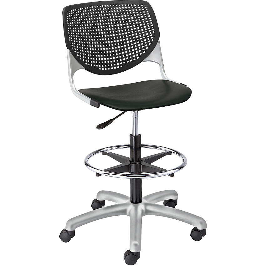 KFI Armless-Casters Polypropylene Seat Material - Polypropylene Back Material - Powder Coated Silver Frame Color - Steel Frame Material - 5-star Base - Black - 1 Each (DS2300P10)