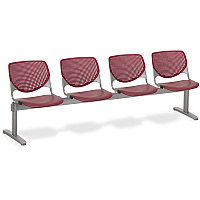 KFI KOOL 4 Seat Beam Polypropylene Seat Material - Polypropylene Back Material - Powder Coated Silver Frame Color - Steel Frame Material - Burgundy - 1 Each (2300BEAM4P7)