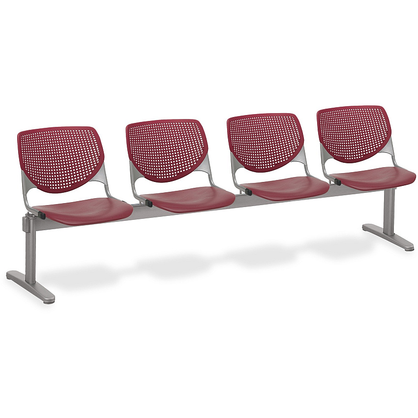 KFI KOOL 4 Seat Beam Polypropylene Seat Material - Polypropylene Back Material - Powder Coated Silver Frame Color - Steel Frame Material - Burgundy - 1 Each (2300BEAM4P7)