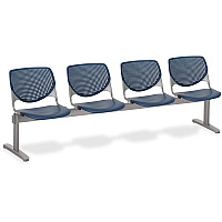 KFI KOOL 4 Seat Beam Polypropylene Seat Material - Polypropylene Back Material - Powder Coated Silver Frame Color - Steel Frame Material - Navy - 1 Each (2300BEAM4P3)
