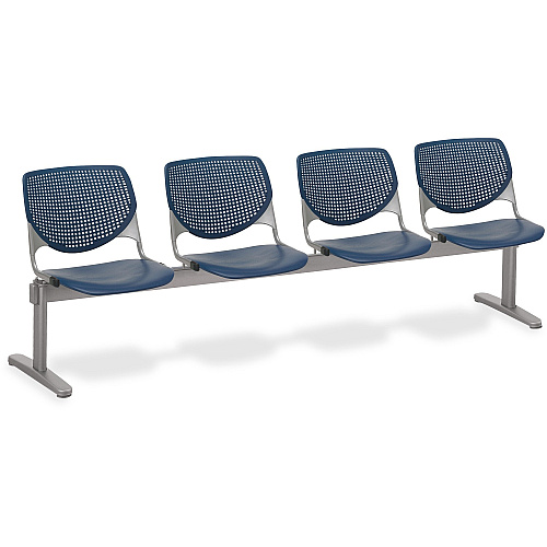 KFI KOOL 4 Seat Beam Polypropylene Seat Material - Polypropylene Back Material - Powder Coated Silver Frame Color - Steel Frame Material - Navy - 1 Each (2300BEAM4P3)