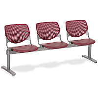 KFI KOOL 3 Seat Beam Polypropylene Seat Material - Polypropylene Back Material - Powder Coated Silver Frame Color - Steel Frame Material - Burgundy - 1 Each (2300BEAM3P7)