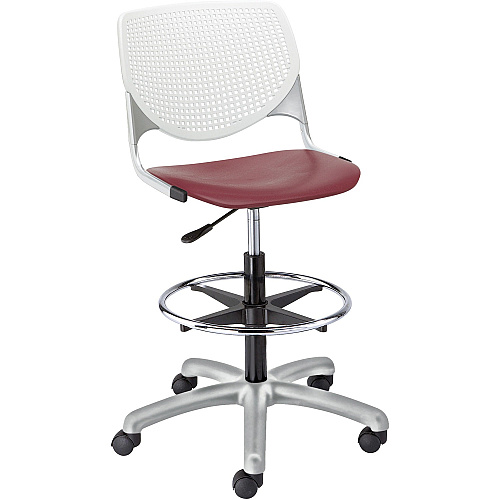 KFI Armless-Casters Burgundy Seat Color - Polypropylene Seat Material - White Back Color - Polypropylene Back Material - Powder Coated Silver Frame Color - Steel Frame Material - 1 Each (DS2300B8S7)
