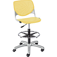 KFI Armless-Casters Polypropylene Seat Material - Polypropylene Back Material - Powder Coated Silver Frame Color - Steel Frame Material - 5-star Base - Yellow - 1 Each (DS2300P12)