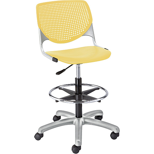 KFI Armless-Casters Polypropylene Seat Material - Polypropylene Back Material - Powder Coated Silver Frame Color - Steel Frame Material - 5-star Base - Yellow - 1 Each (DS2300P12)