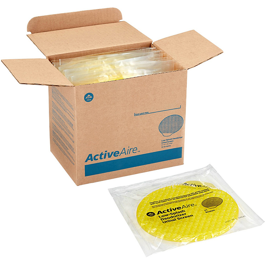 ActiveAire Low-Splash Deodorizer Urinal Screens Deodorizer - 12 / Carton - Yellow (48261)