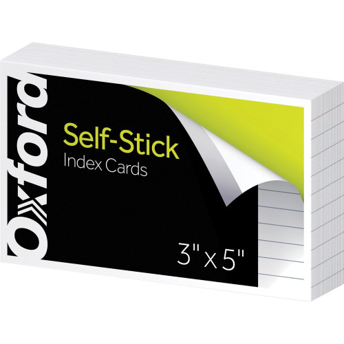 Oxford Self-Stick Index Cards, 3 x 5, White, 100/Pack (61100)