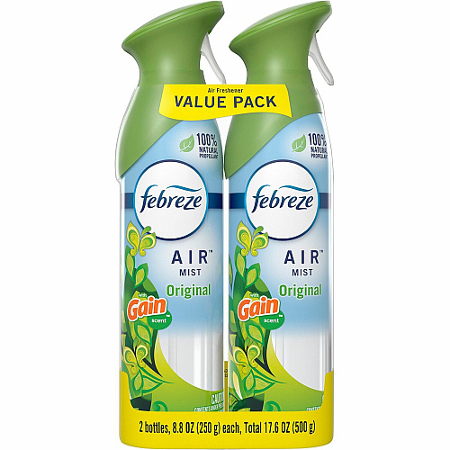 Febreze Air Freshener Spray Spray - 8.8 fl oz (0.3 quart) - Gain Original - Odor Neutralizer, VOC-free - 2/Pack - 6 / Carton (97810CT)