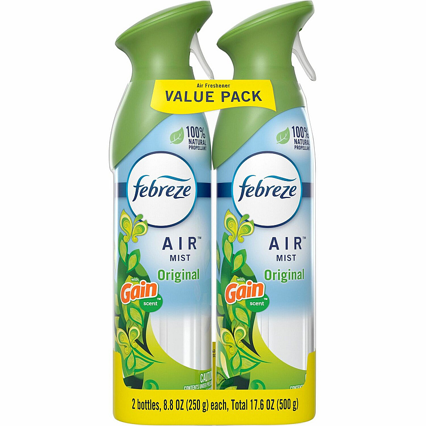 Febreze Air Freshener Spray Spray - 8.8 fl oz (0.3 quart) - Gain Original - Odor Neutralizer, VOC-free - 2/Pack - 6 / Carton (97810CT)