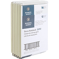 Business Source Steno Notebook 70 Sheets - Wire Bound - Gregg Ruled Margin - 15 lb Basis Weight - 6
