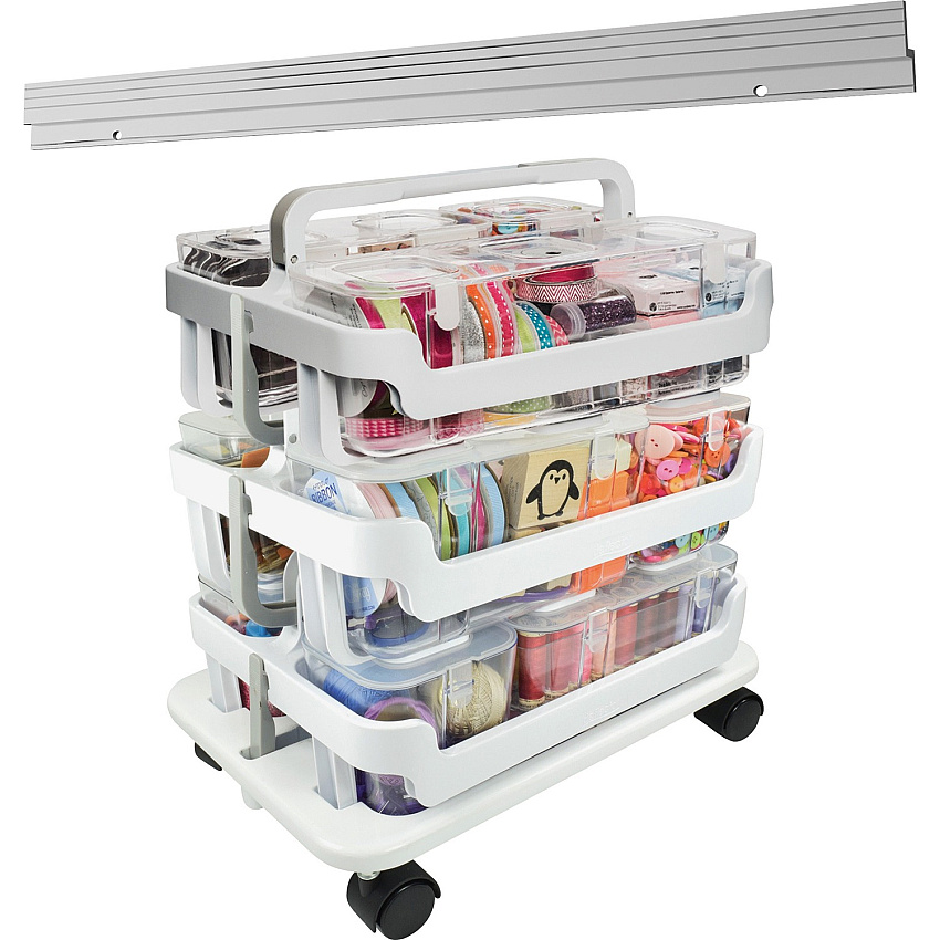 Deflecto Stackable Caddy Organizer Multi-Pack Bundle 17.30" Height x 16" Width x 11" Depth - Floor - White - 1 Set (329003BB)