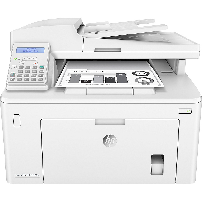HP LaserJet Pro M227fdn Laser Multifunction Printer - Monochrome Copier/Fax/Printer/Scanner - 30 ppm Mono Print - 1200 x 1200 dpi Print - Automatic Duplex Print - Up to 30000 Pages Monthly - 250 sheets Input - Color Scanner - 1200 dpi Optical Sca (G3Q79A)