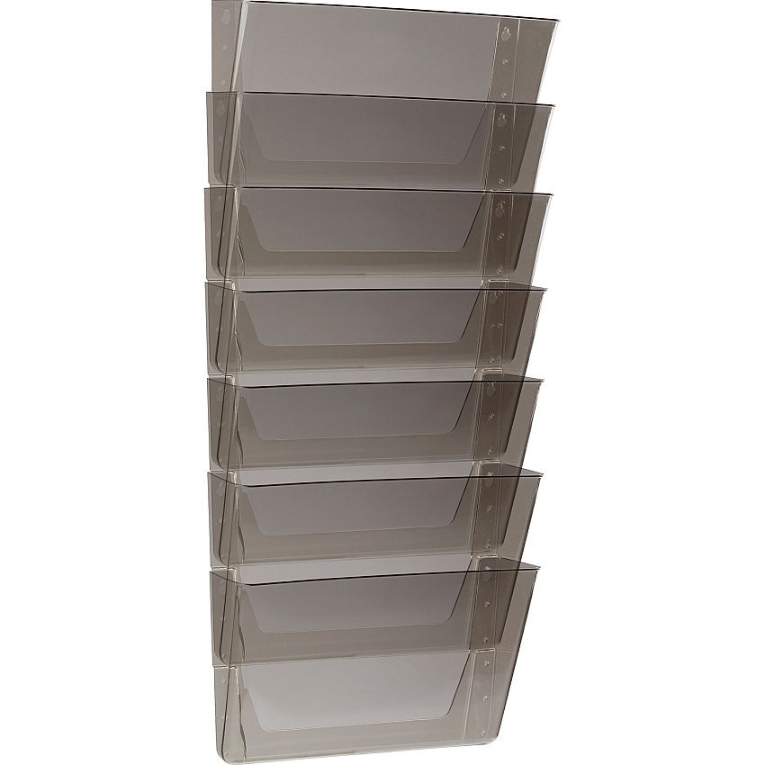 Storex Stacking Wall Pocket Set 7" Height x 4" Width x 13" Length - Stackable - Smoke - Plastic - 7 / Set (70260U01C)
